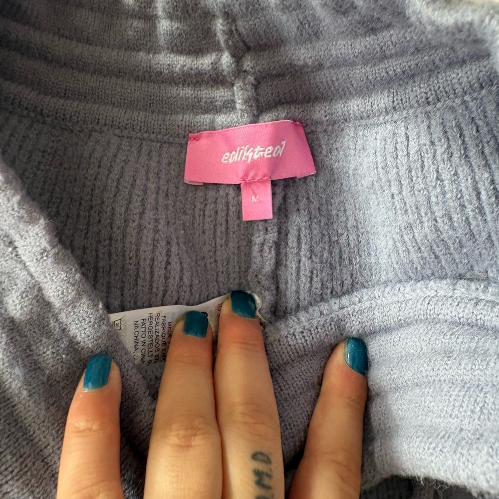 Gray Zip-Up Ribbed Knit Jacket - image 3